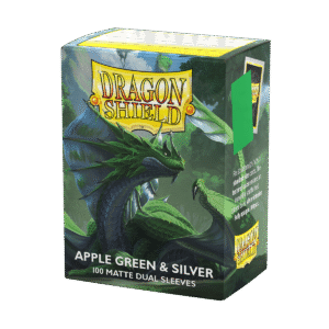 Dragon Shield (Standard size) (100) Protective Sleeves - Dual Matte Apple Green & Silver