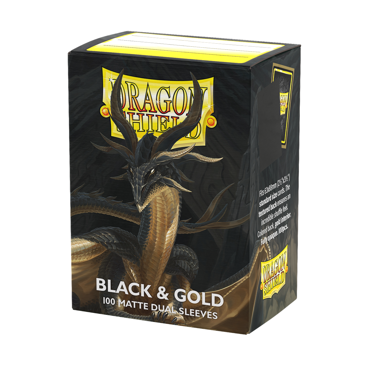 Dragon Shield (Standard size) (100) Protective Sleeves – Dual Matte Black & Gold
